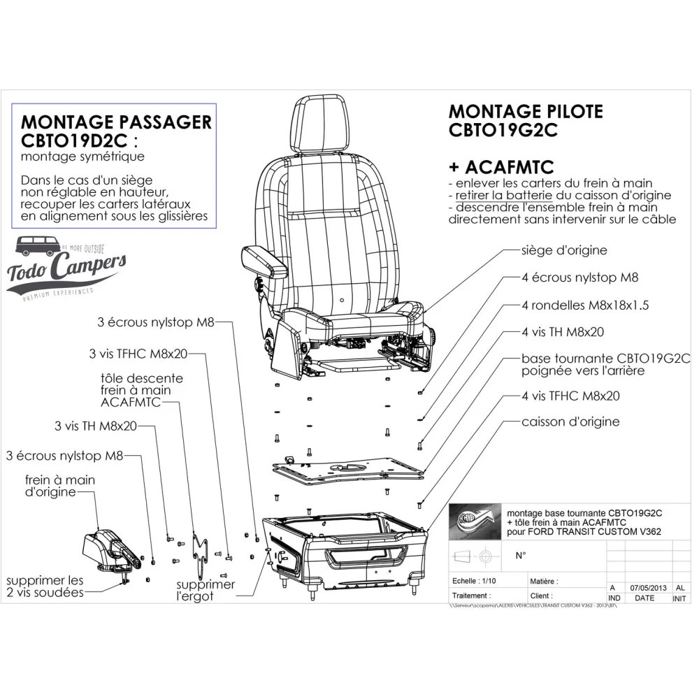 instrucciones de montaje base giratoria ford custom y ford transit van